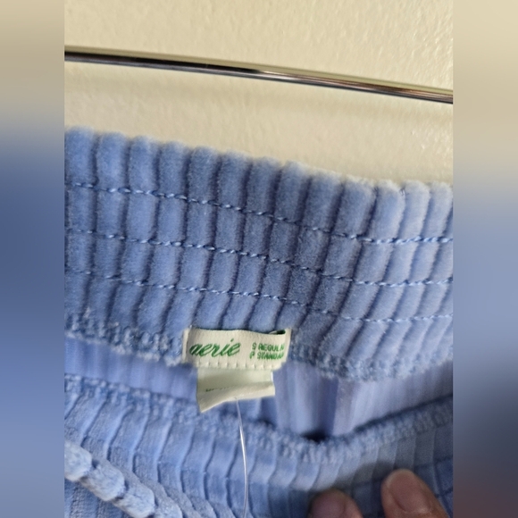 NWT! Aerie, Groove-On Velour High Waisted Flare Pants, Light Blue, Size Small - Picture 9 of 9